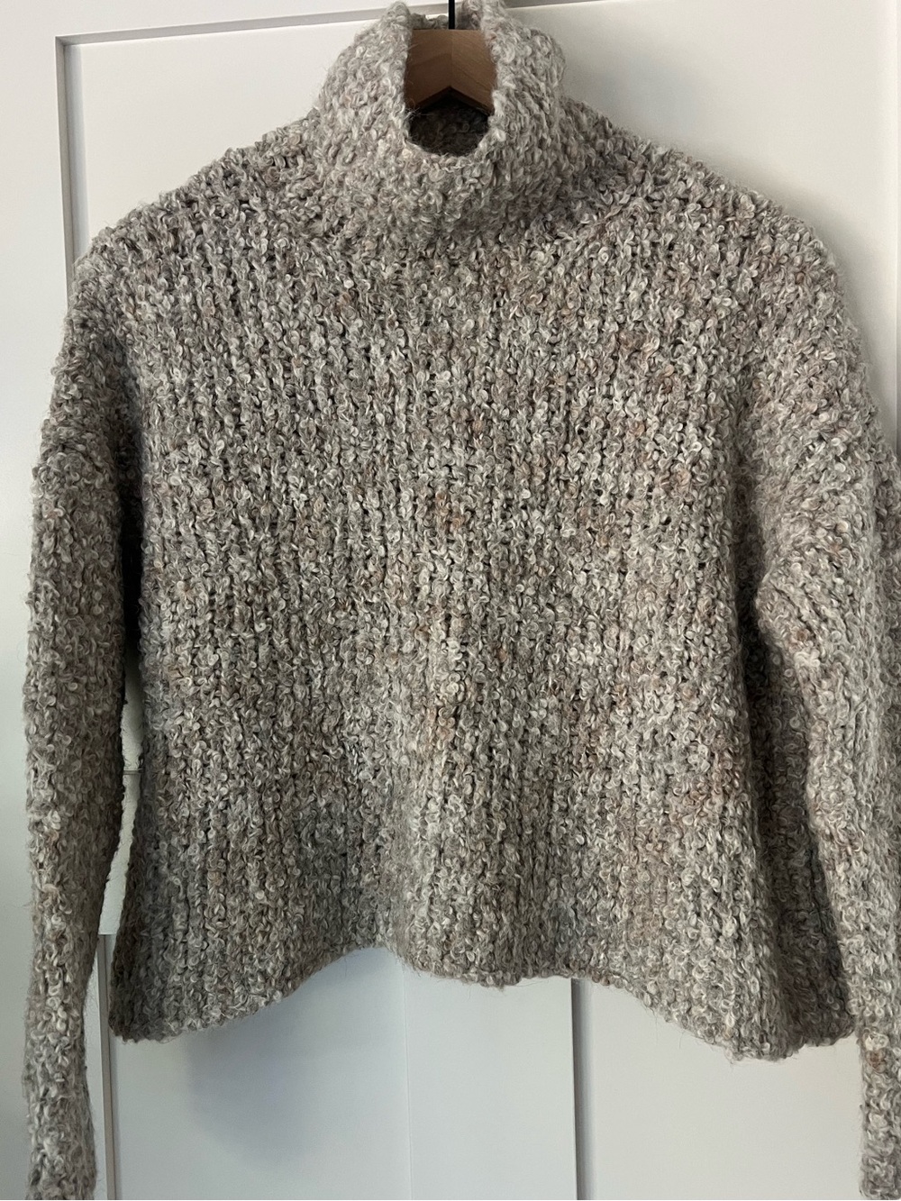 Eileen Fisher Peruvian Alpaca Loop Turtleneck Sweater Moon/ Oatmeal XS